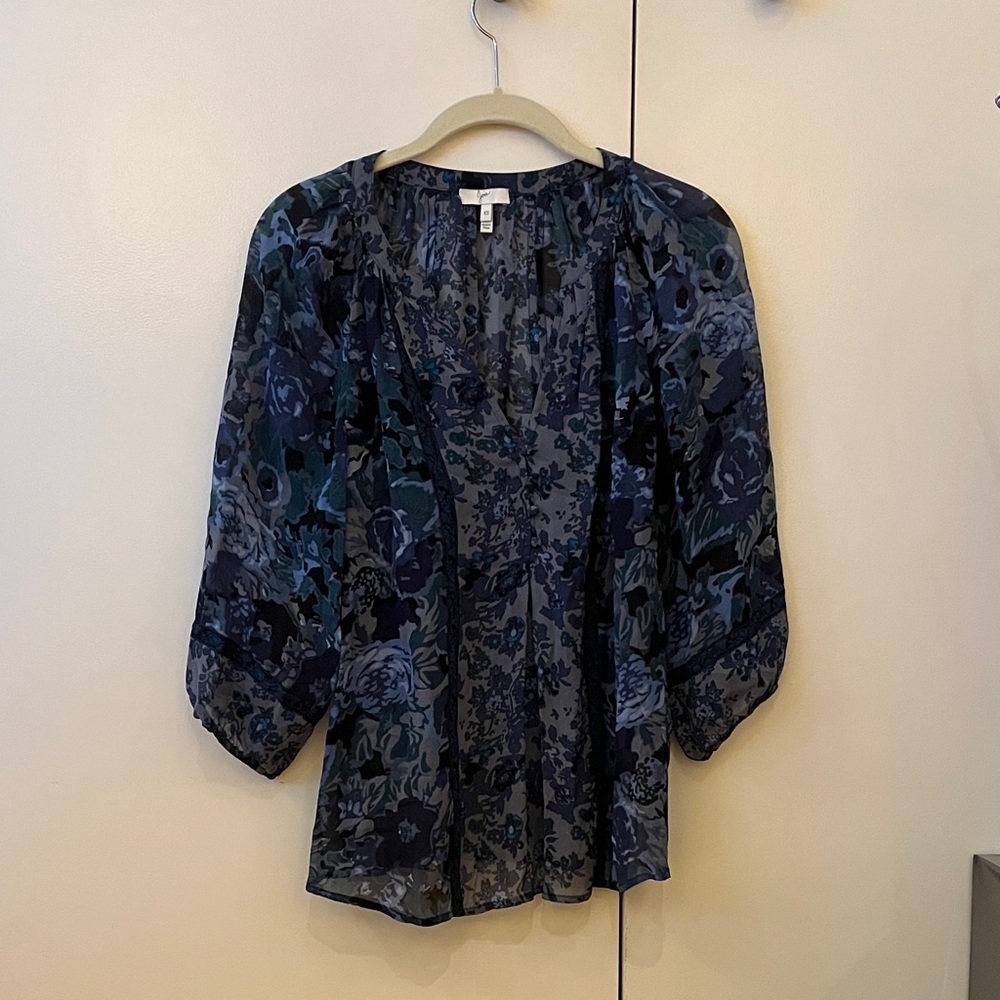 Joie Navy Floral Blouse